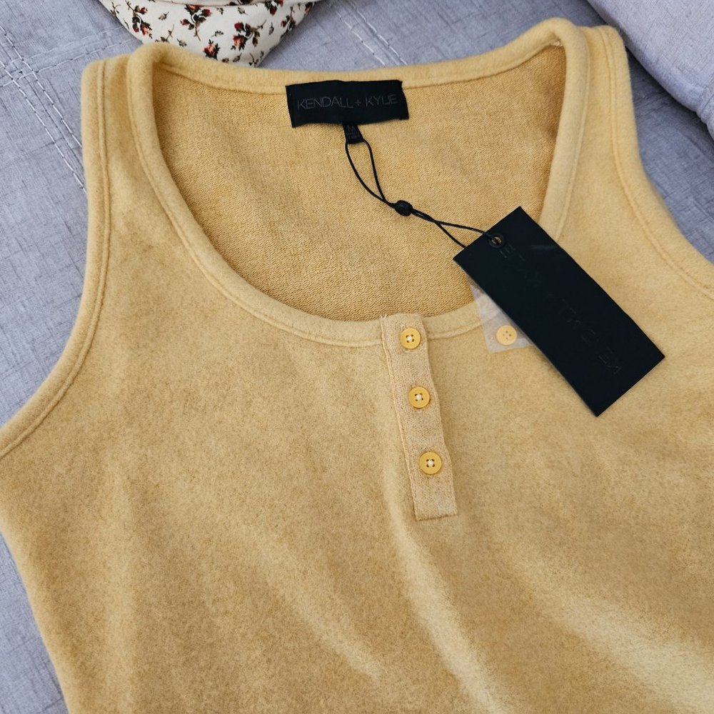 Kendall & Kylie Womens Tank Top Bodysuit Marigold Yellow Medium - Picture 2 of 10